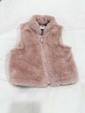 Old Navy Plush Zip-Up Kids Vest - Dusty Rose